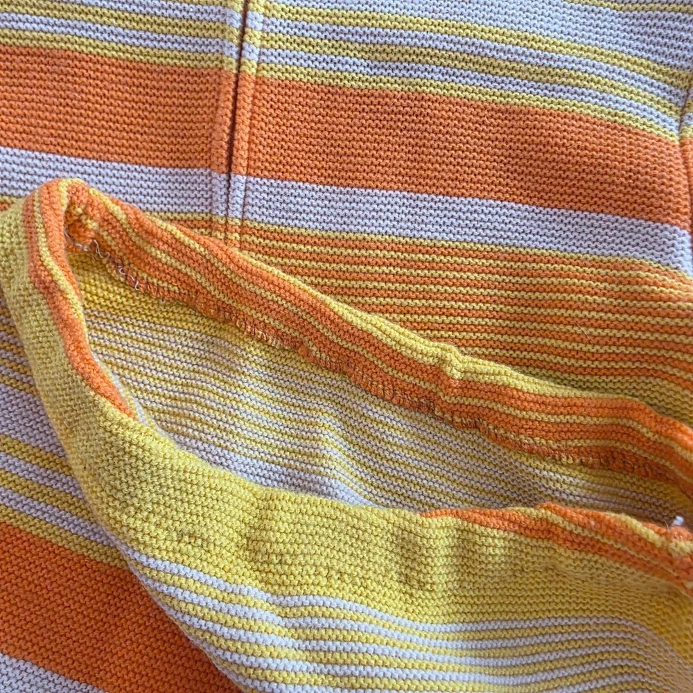 Neusteters‎ Vintage Striped Sweater Skirt Set Orange Yellow Mock Neck